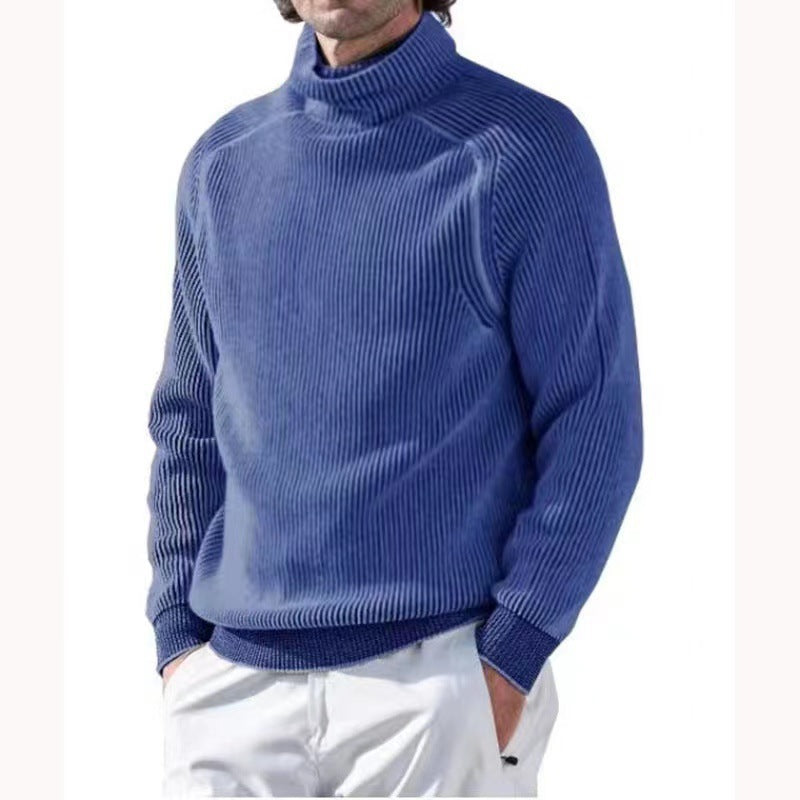 Warmer Gestreifter Turtleneck Wollpullover für Herren | Ideal für den Winter