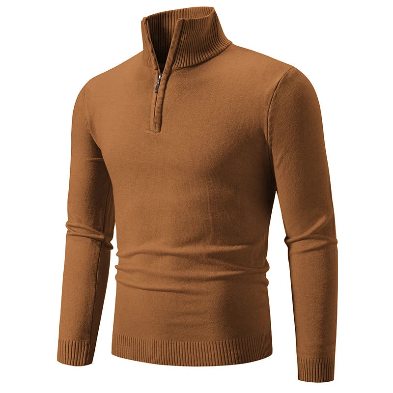 Lässiger Schlanke Passform Grobstrickpullover mit Stehkragen für Herren | Ideal für den Winter