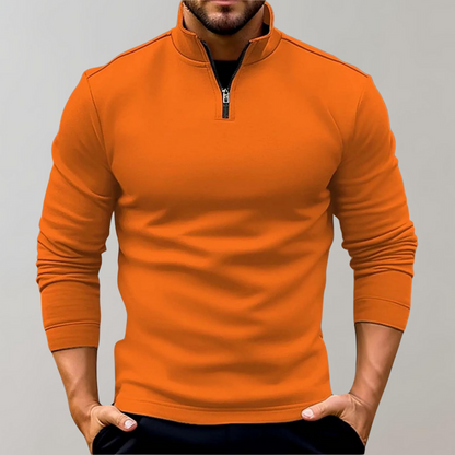 Lässiger Einfarbiger Strickpullover mit Stehkragen für Herren | Ideal für den Winter