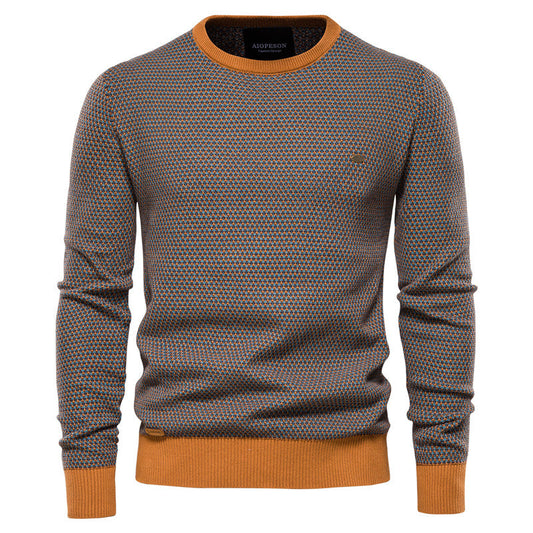 Eleganter Zweifarbiger Strickpullover für Herren | Ideal für den Winter