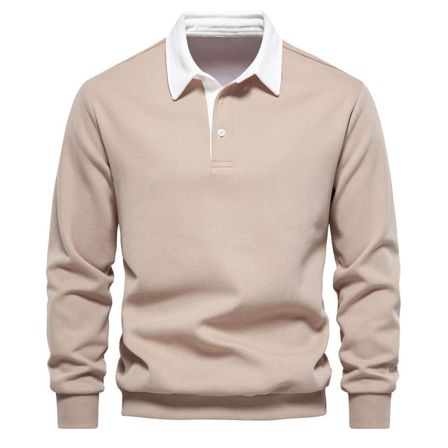 Lässiger Polokragen Strickpullover mit Knöpfen für Herren | Ideal für den Winter