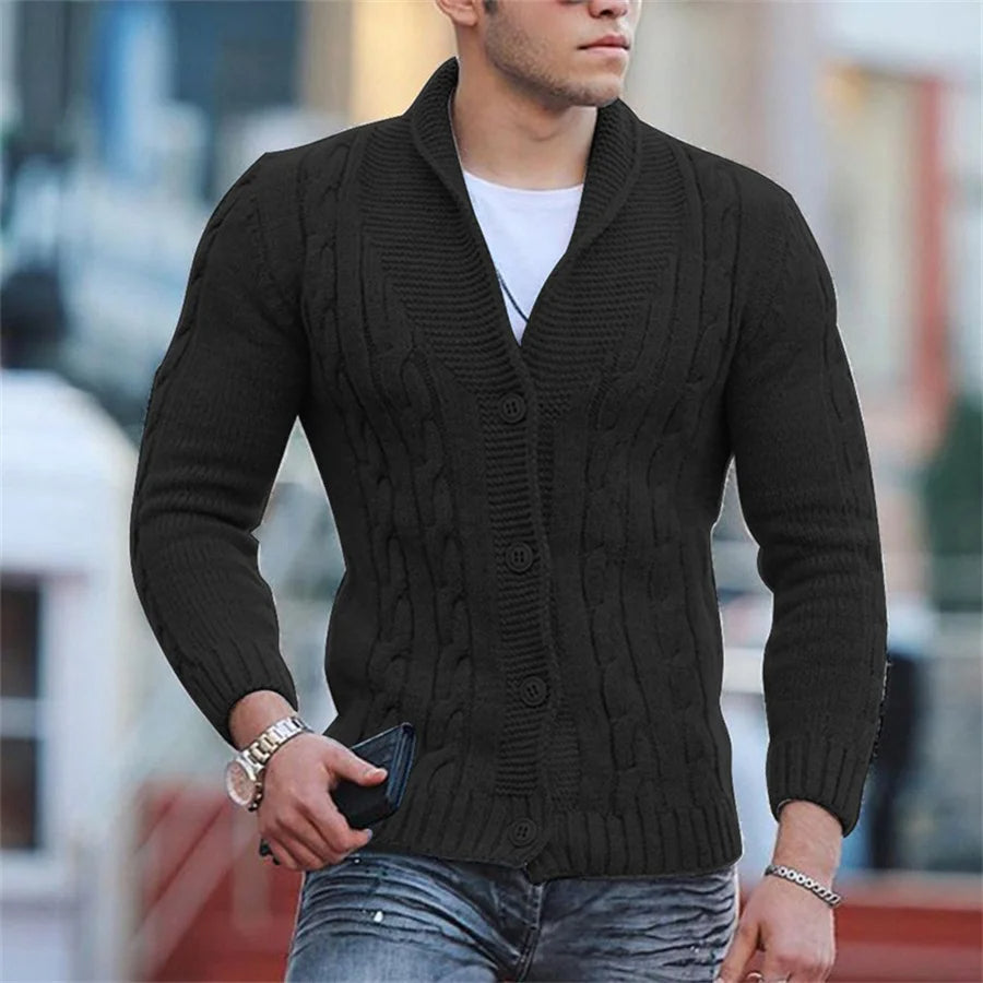 Lässiger Slim Fit Strick Cardigan mit Knöpfen für Herren | Ideal für den Winter