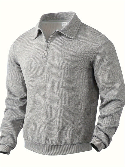 Lässiger Geometrischer Muster Viertel Reissverschluss Pullover für Herren | Ideal für den Winter