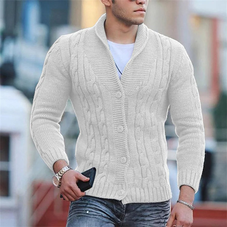 Lässiger Slim Fit Strick Cardigan mit Knöpfen für Herren | Ideal für den Winter