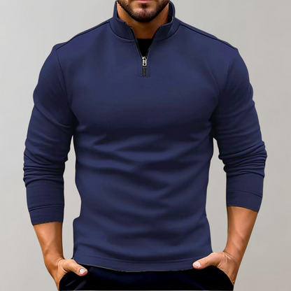 Lässiger Einfarbiger Strickpullover mit Stehkragen für Herren | Ideal für den Winter