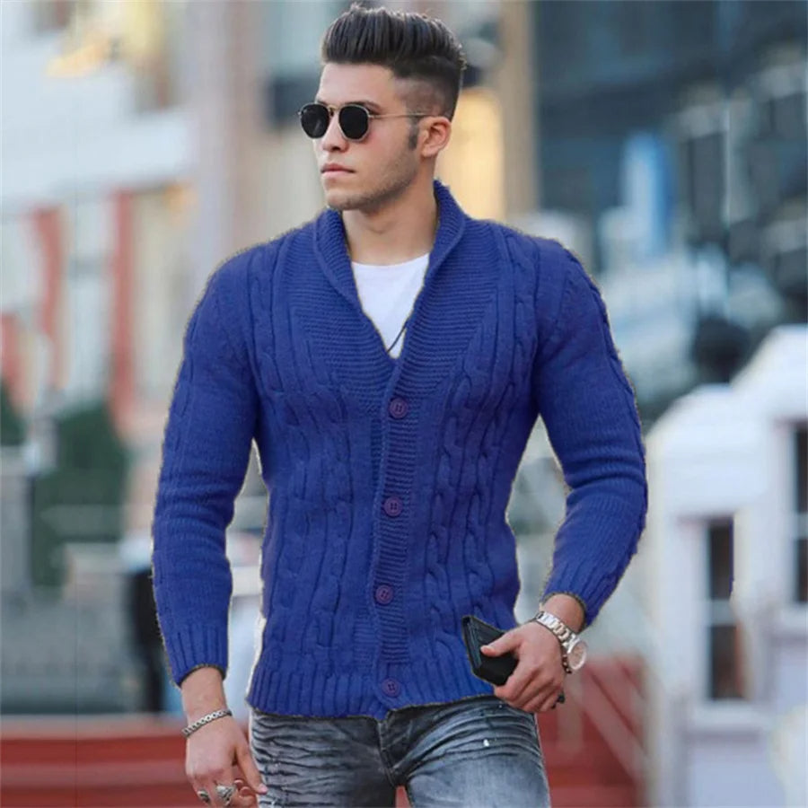 Lässiger Slim Fit Strick Cardigan mit Knöpfen für Herren | Ideal für den Winter