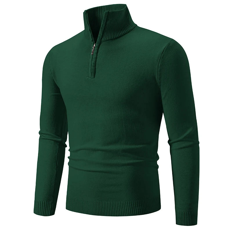 Lässiger Slim Fit Viertel Reißverschluss Pullover mit Elastischem Kragen für Herren | Ideal für den Winter