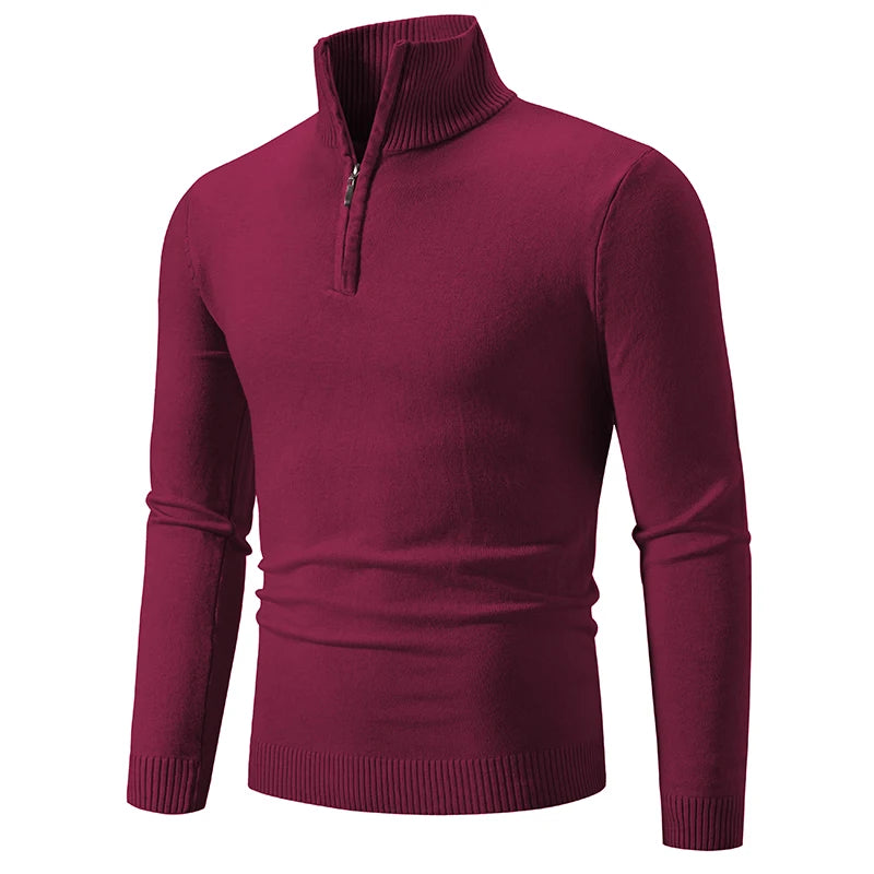 Lässiger Slim Fit Viertel Reißverschluss Pullover mit Elastischem Kragen für Herren | Ideal für den Winter