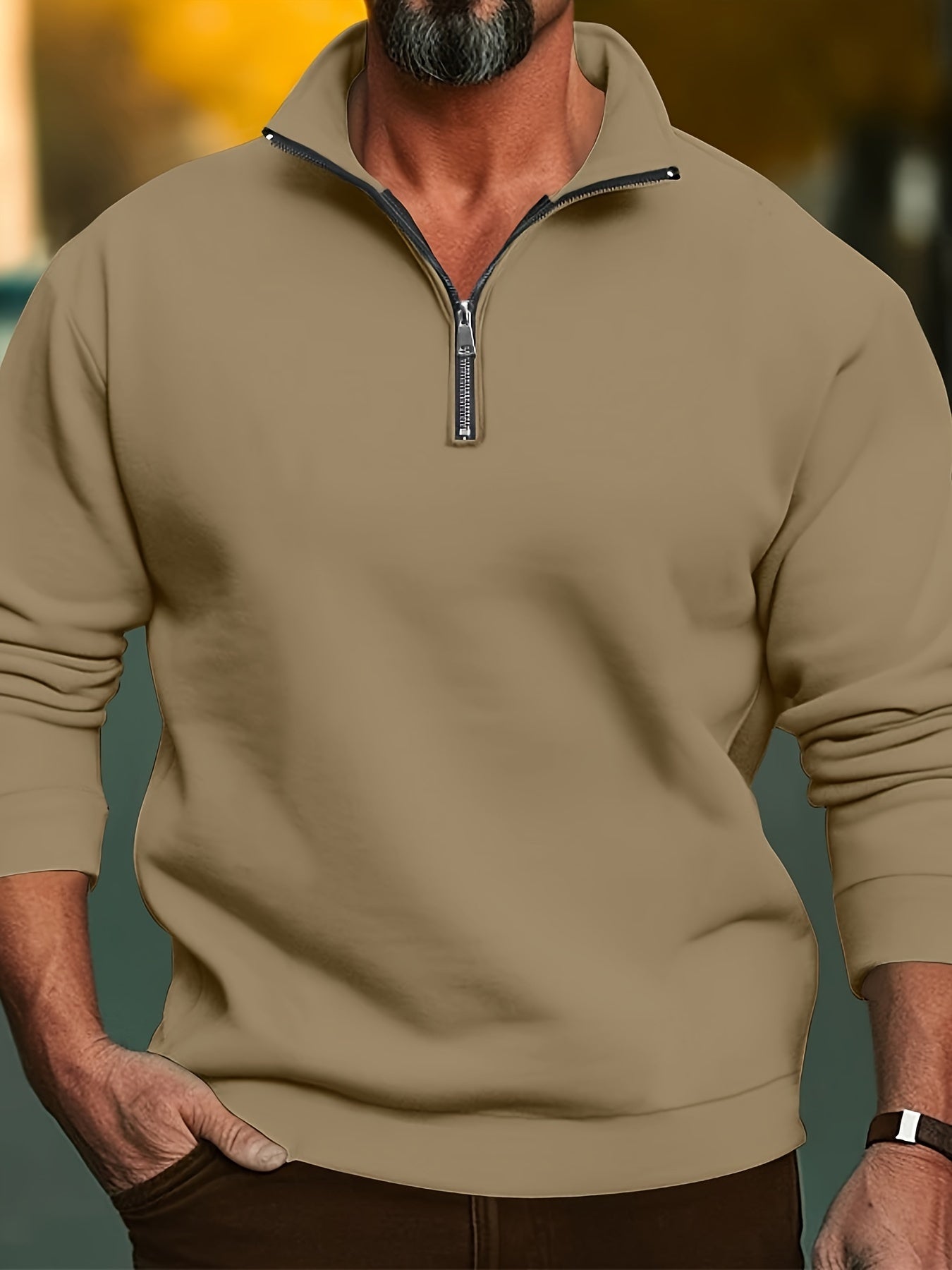 Trendiger Pullover mit Reißverschluss und Stehkragen für Herren | Ideal für den Winter