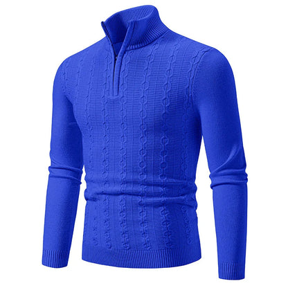 Lässiger Schlanke Passform Grobstrickpullover mit Stehkragen für Herren | Ideal für den Winter