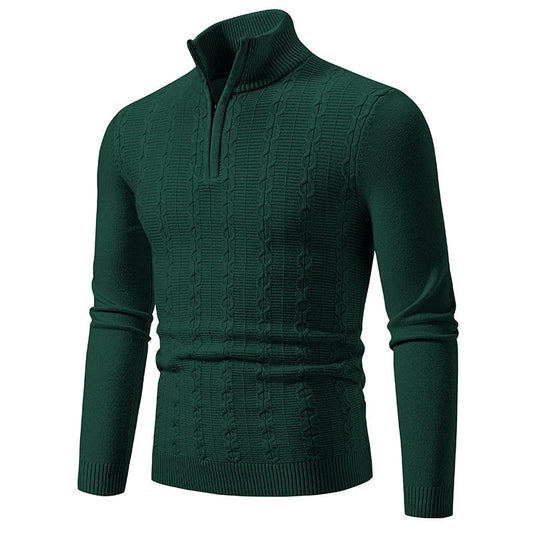 Lässiger Schlanke Passform Grobstrickpullover mit Stehkragen für Herren | Ideal für den Winter