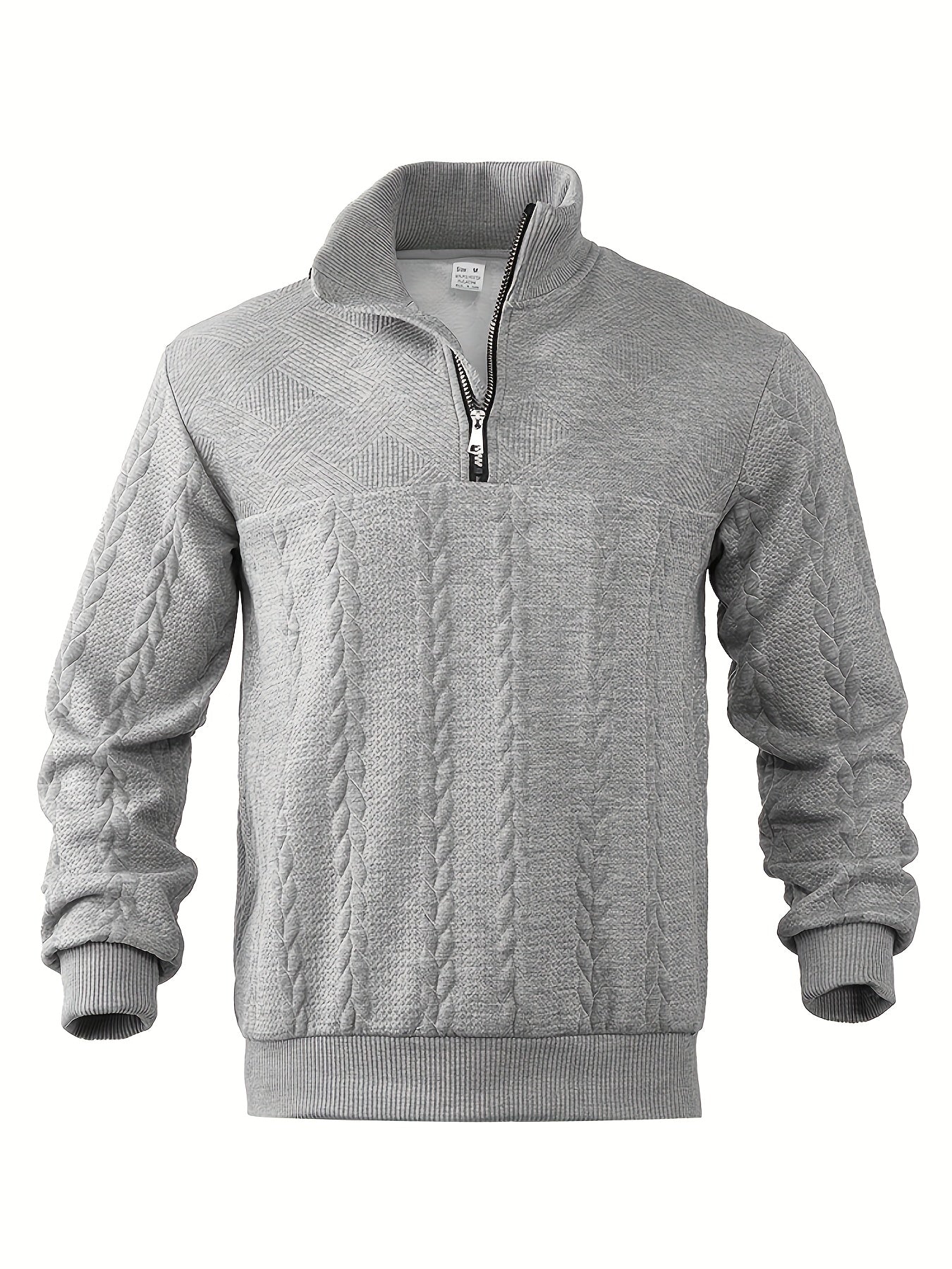 Vintage-Zopfstrickpullover mit Hohem Kragen und Reißverschluss für Herren | Ideal für den Winter