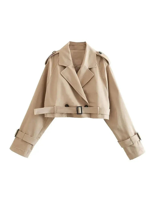 Stilvoller Khaki Trenchcoat mit Gürtel für Damen