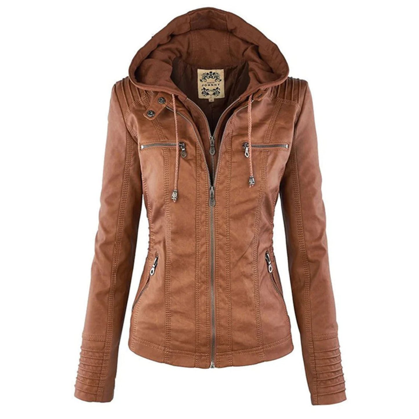 Candace - Lederjacke mit Kapuze - Chic - Modisch - Ideal für Herbst/Winter