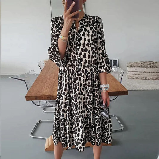 Zoey - Midikleid mit Leopardendruck - Moderner Stil - Einzigartiger Druck - Ideal für den Sommer