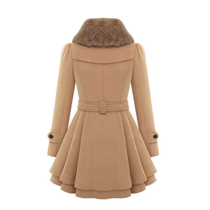 Eleganter Kaschmirmantel mit Woll-Sherpa für Damen | Ideal für den Winter