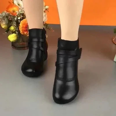 Casual Retro Stiefeletten aus veganem Leder mit Absatz für Damen | Perfekt für lässige Tage