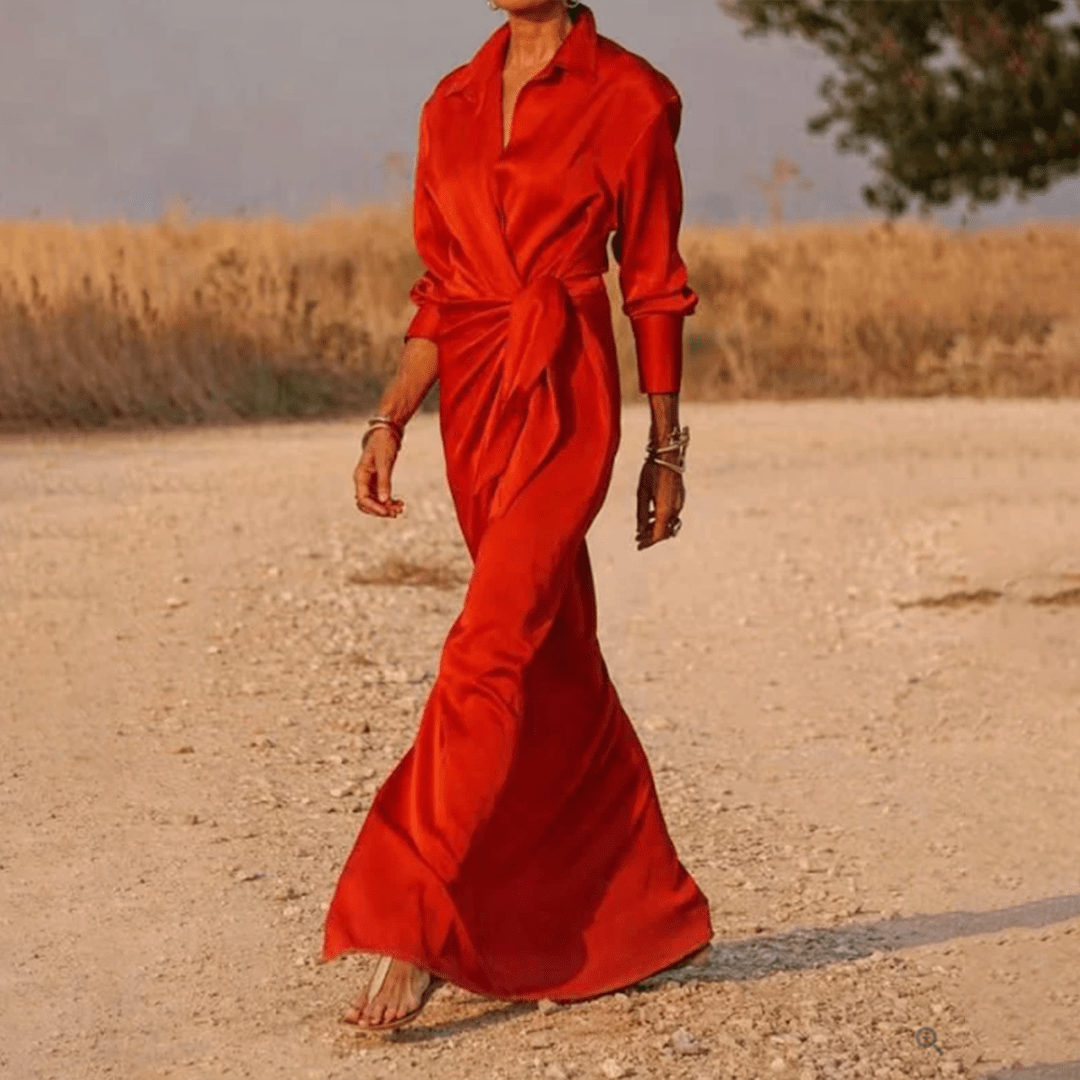 Vivianne - Kleid - Elegant - Blau/Rot / Hochwertiges Materialien - Ideal für Frühling