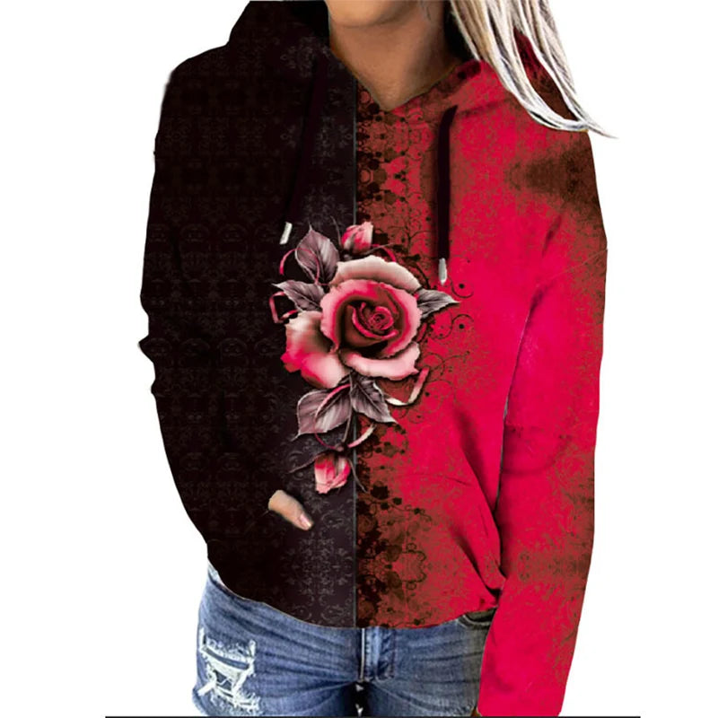 Oversize-Hoodie mit Blumenprint für Damen | Ideal für den Winter