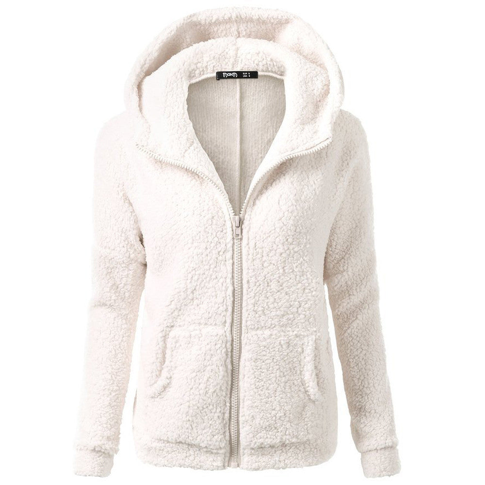 Eleganter warmer Hoodie mit Reissverschluss und Teddy-Fell für Damen | Ideal für den Winter