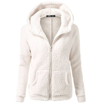 Eleganter warmer Hoodie mit Reissverschluss und Teddy-Fell für Damen | Ideal für den Winter