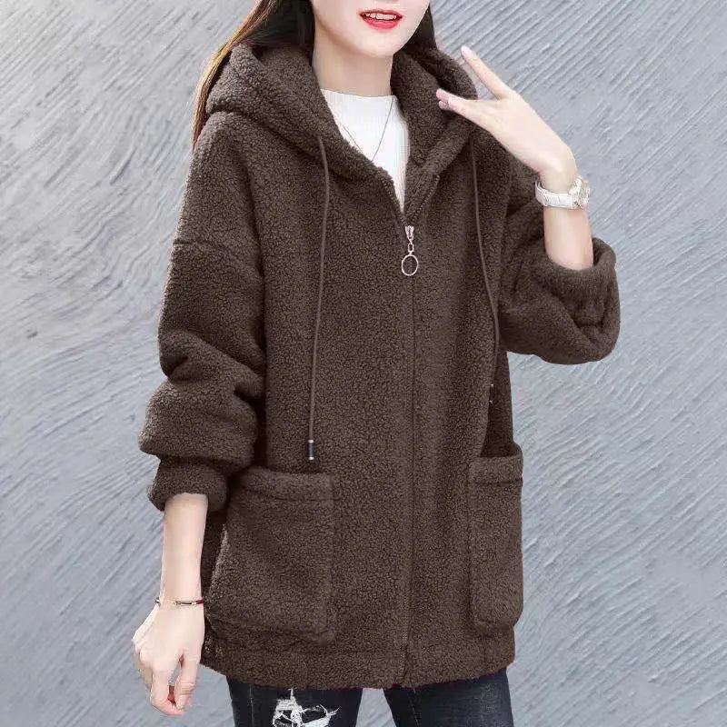 Bequemer Hoodie aus Wolle mit Taschen und weichem Material für Damen | Ideal für den Winter