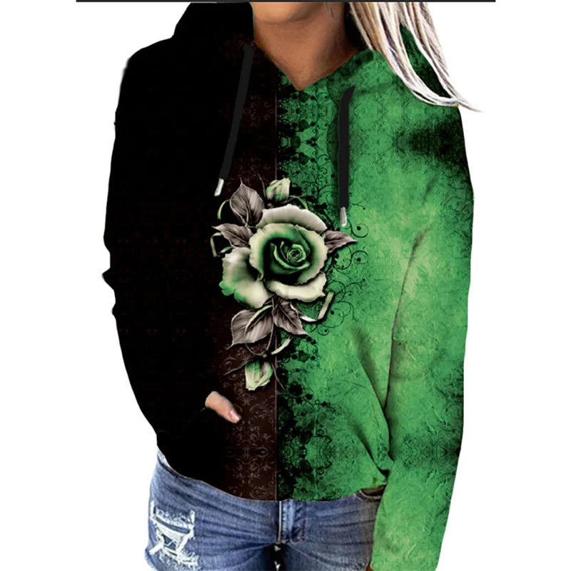 Oversize-Hoodie mit Blumenprint für Damen | Ideal für den Winter