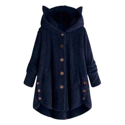 Stilvoller Hoodie mit Sherpa-Stil-Kapuze und katzenähnlichen Ohren für Damen | Ideal für den Winter