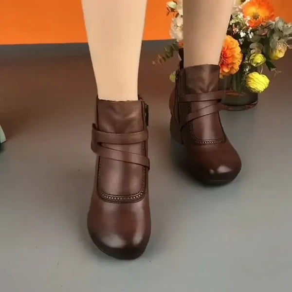 Casual Retro Stiefeletten aus veganem Leder mit Absatz für Damen | Perfekt für lässige Tage