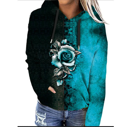 Oversize-Hoodie mit Blumenprint für Damen | Ideal für den Winter