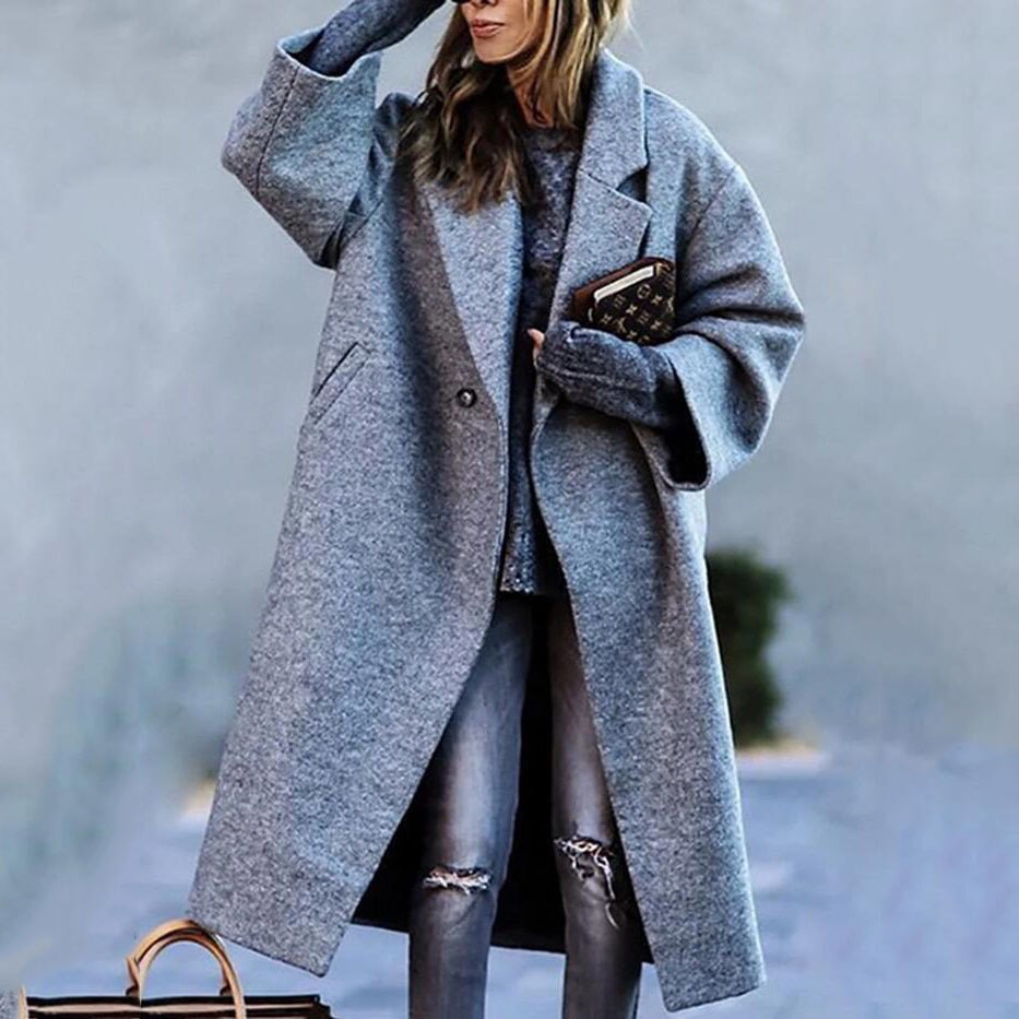 Eleganter Langer Woll-Trenchcoat für Damen | Ideal für den Winter