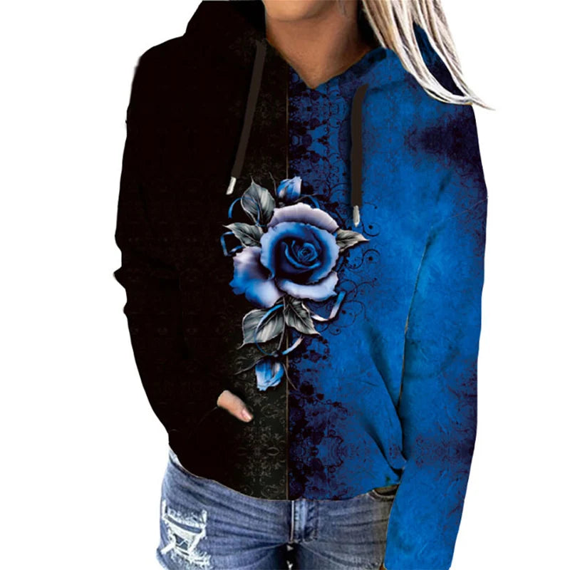 Oversize-Hoodie mit Blumenprint für Damen | Ideal für den Winter