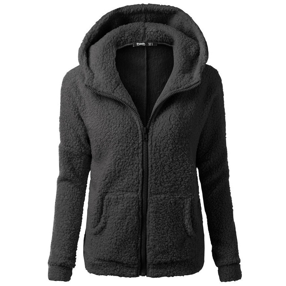 Eleganter warmer Hoodie mit Reissverschluss und Teddy-Fell für Damen | Ideal für den Winter