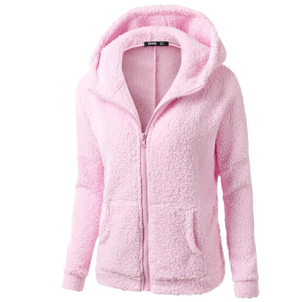 Eleganter warmer Hoodie mit Reissverschluss und Teddy-Fell für Damen | Ideal für den Winter