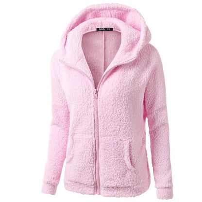 Eleganter warmer Hoodie mit Reissverschluss und Teddy-Fell für Damen | Ideal für den Winter