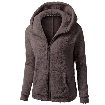 Eleganter warmer Hoodie mit Reissverschluss und Teddy-Fell für Damen | Ideal für den Winter