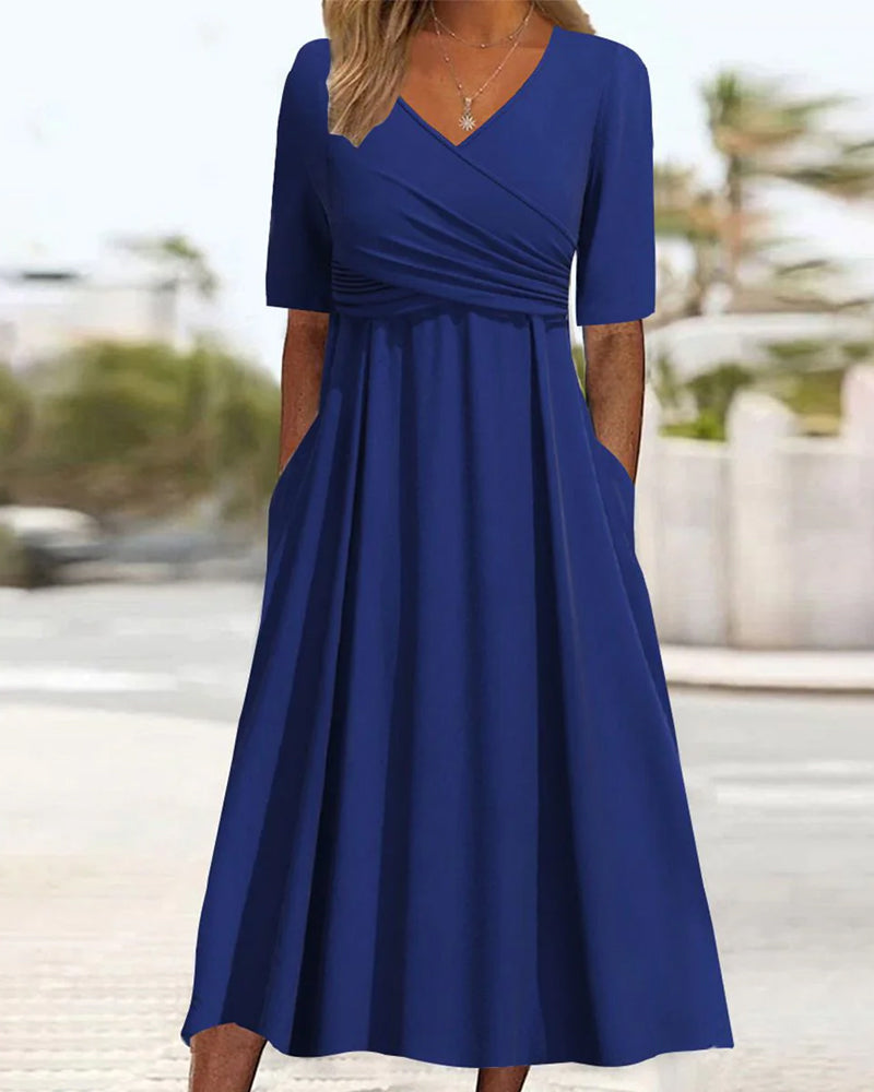 Romilda - Midikleid - Elegant - Blau / Luxuriöses Material - Formelle Anlässe