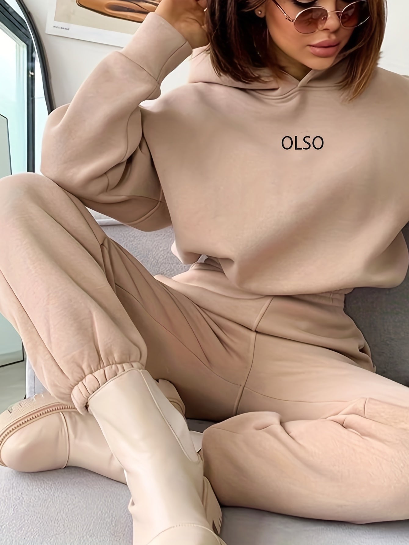 Lässiges Hoodie-Set Mit "Olso"-Print Und Jogginghose Mit Elastischem Bund Für Damen | Ideal für Outdoor-Aktivitäten