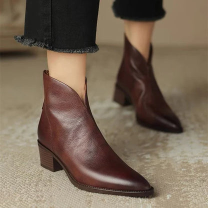 Elegante Stiefeletten mit Absatz im Retro-Stil aus veganem Leder für Damen | Eco-Friendly Materials