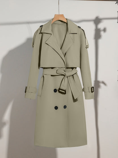 Eleganter Langer Reverskragen Trenchcoat für Damen | Ideal für den Winter