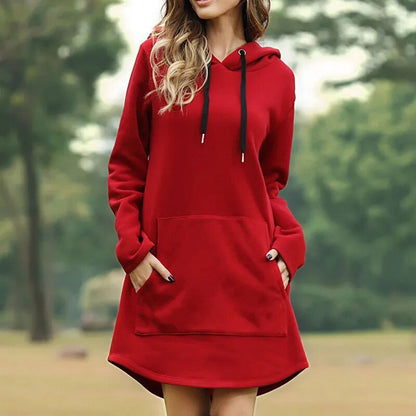 Giesela - Sweatshirt-Kleid mit Kapuze - Lässig - Moderner Stil - Alltagskleidung