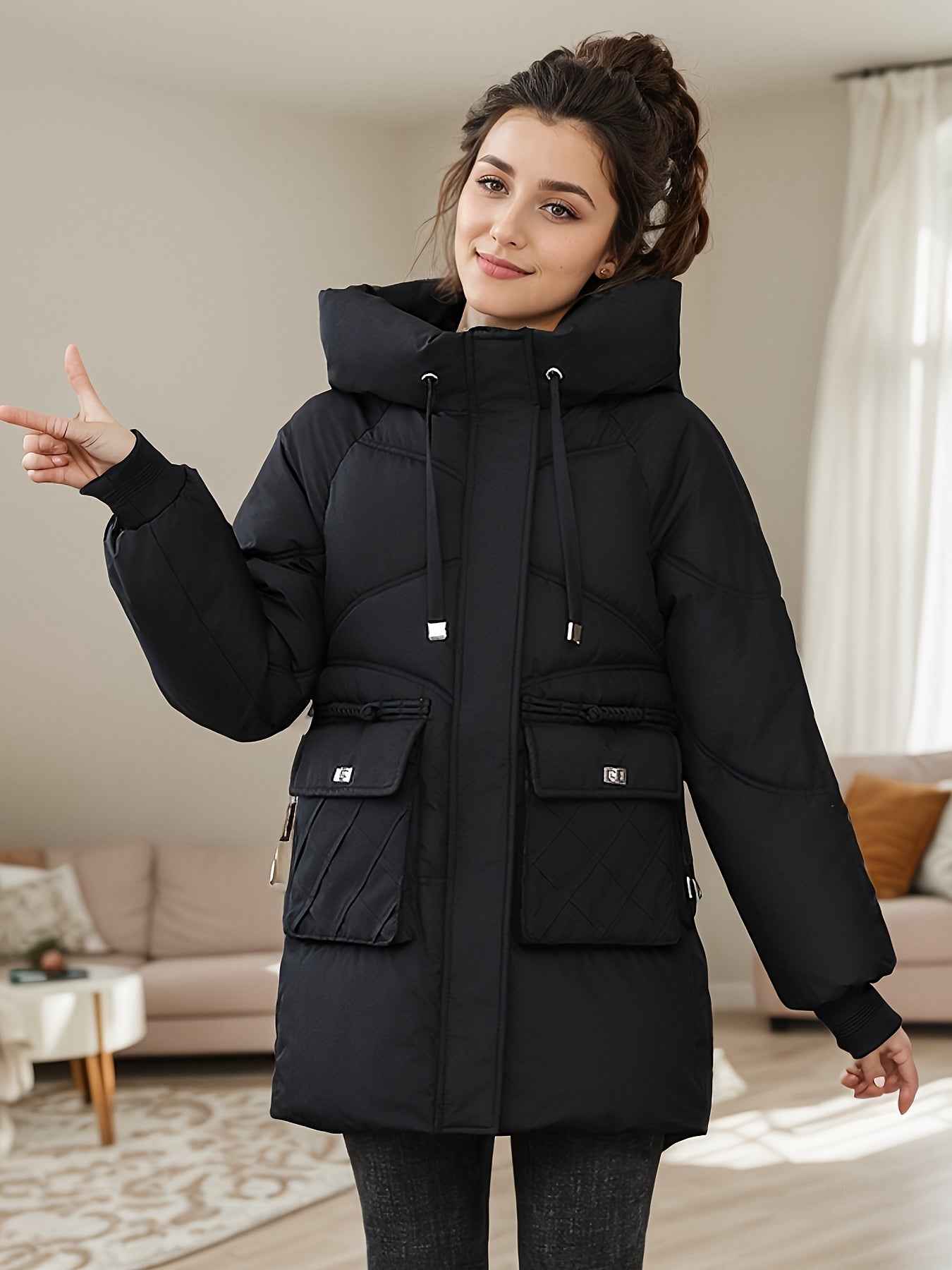 Damen Stylischer Mittellanger Puffer Mantel für Damen | Ideal für den Winter