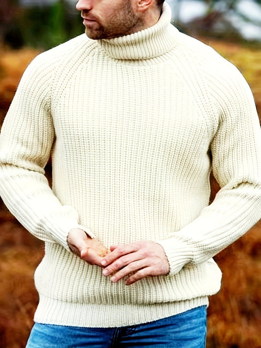 Vintage-Strickrollkragenpullover Für Herren In Beige | Ideal für den Winter