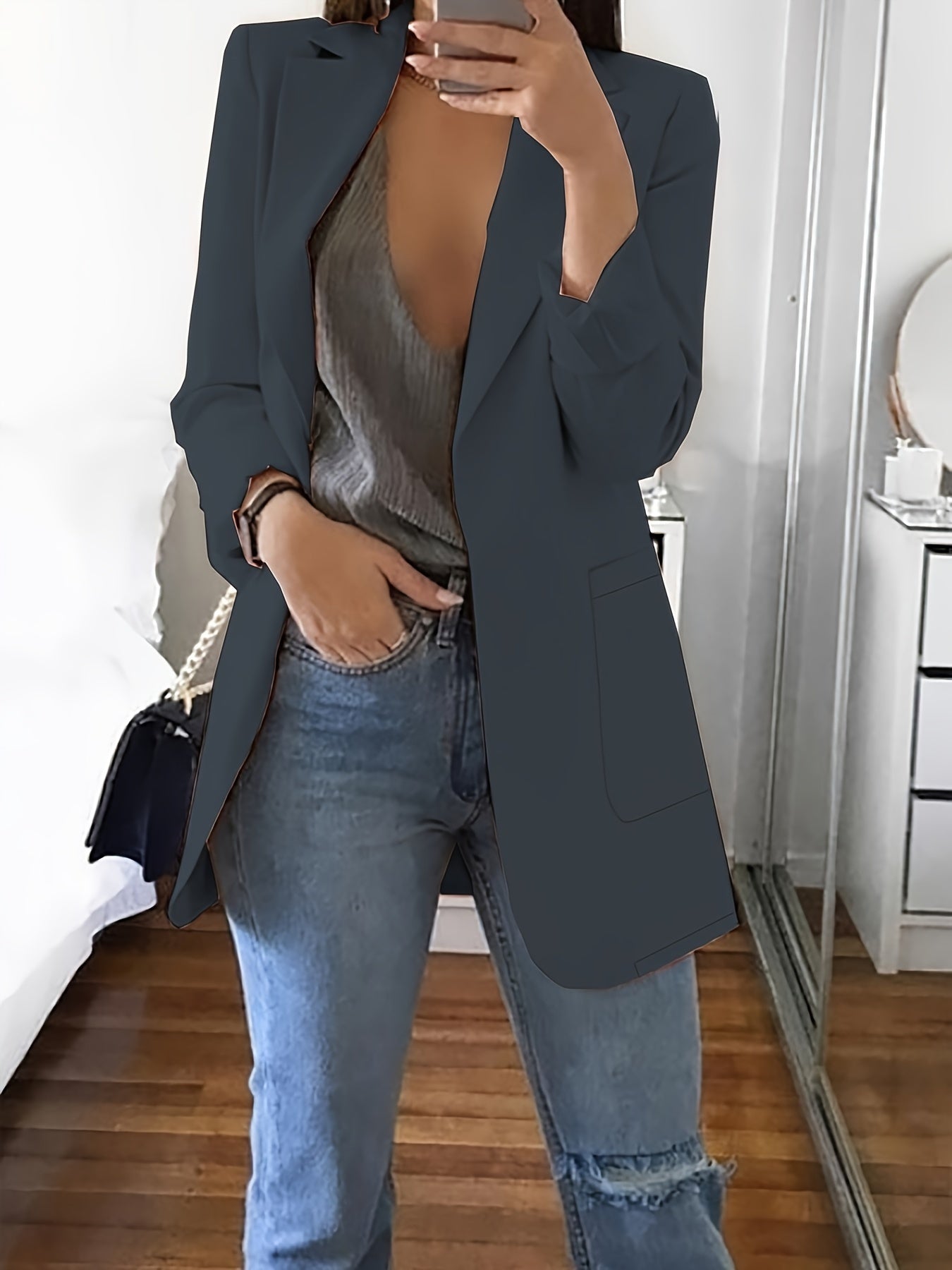 Eleganter Business Longblazer mit Knopfleiste für Damen | Perfekt für legere Tage