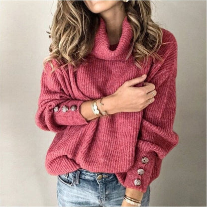 Warmer Rollkragenpullover mit Knöpfen für Damen | Ideal für den Winter