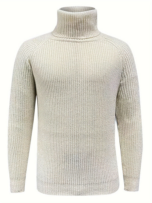 Vintage-Strickrollkragen-Sweatshirt Für Herren In Beige | Ideal für den Winter