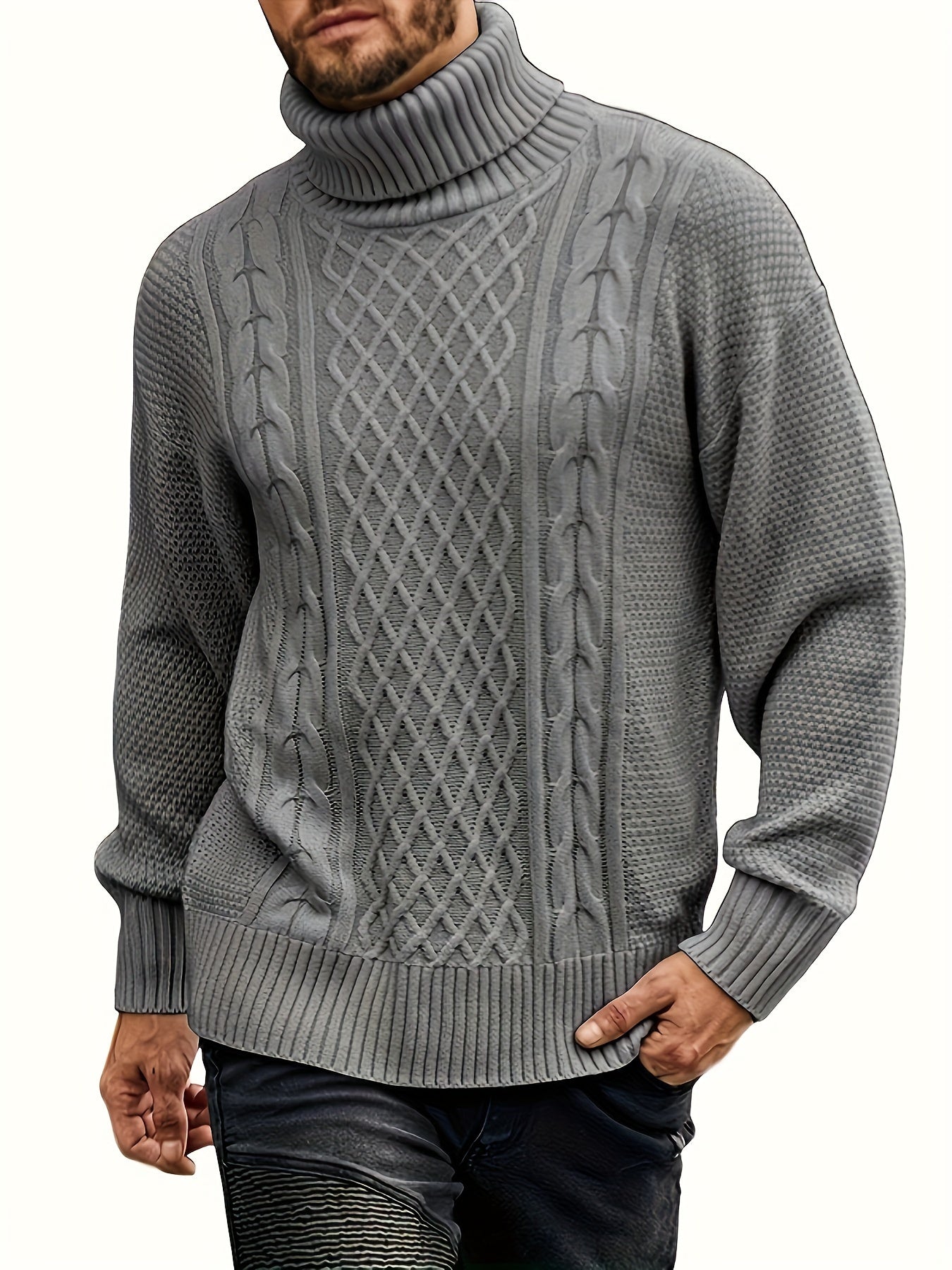 Warmer Strickrollkragenpullover Im Geometrischen Stil Für Herren | Ideal für den Winter