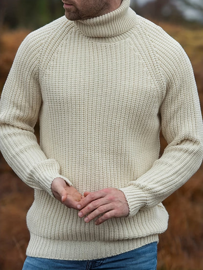 Vintage-Strickrollkragen-Sweatshirt Für Herren In Beige | Ideal für den Winter