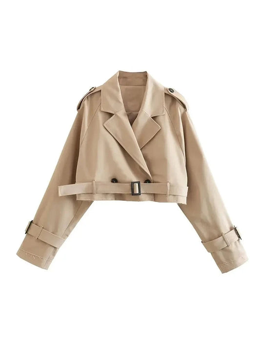 Stilvoller Khaki Trenchcoat mit Gürtel für Damen | Ideal für den Winter