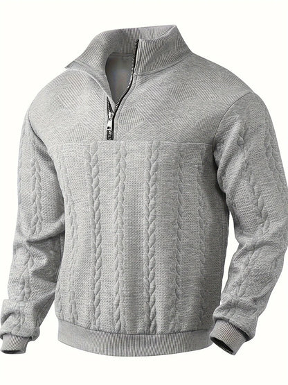 Vintage-Zopfstrickpullover mit Reißverschluss für Herren | Ideal für den Winter